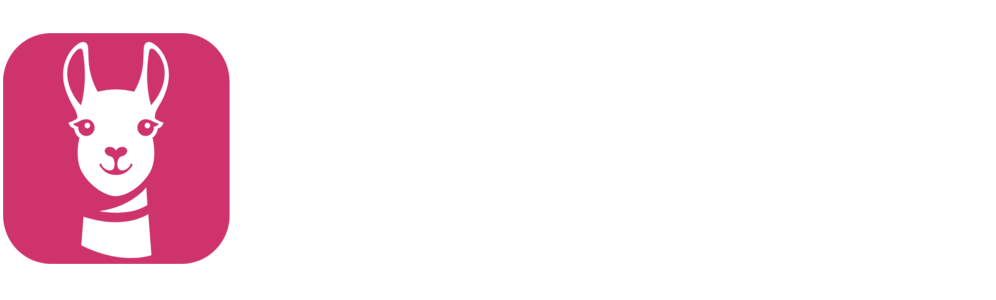 LumaBooth logo: white llama on a spicy berry rounded square beside the LumaBooth wordmark in white